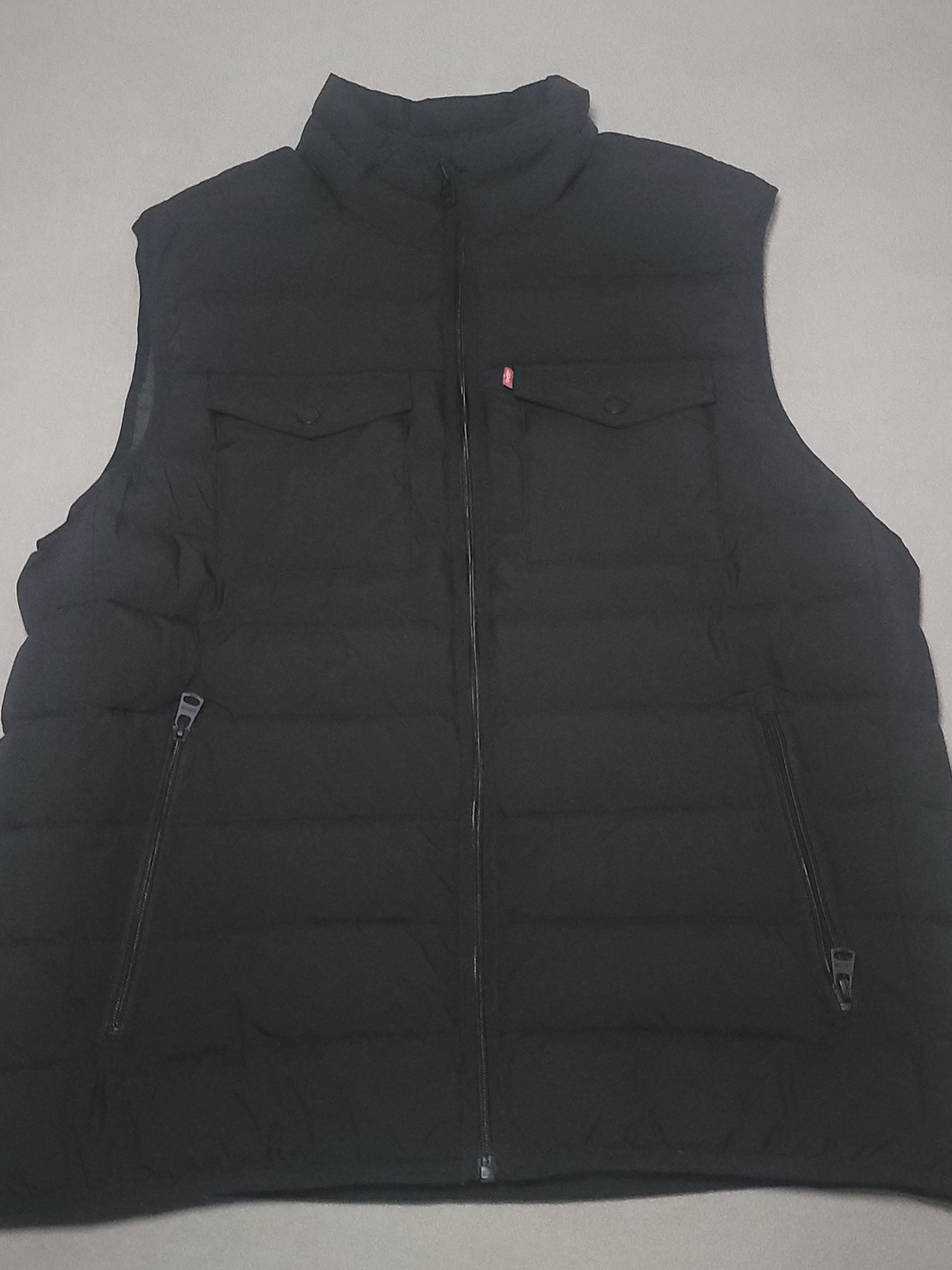 Levi's Black Quilted Puff Vest Full Zip Stand-Up Collar Men Size L